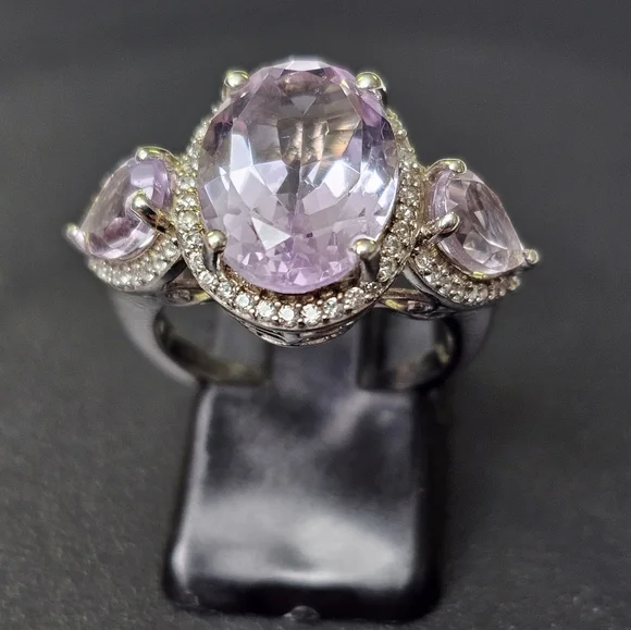 Genuine Rose De France Amethyst Ring in Platinum/925 Sz 6. New! - Picture 7 of 11